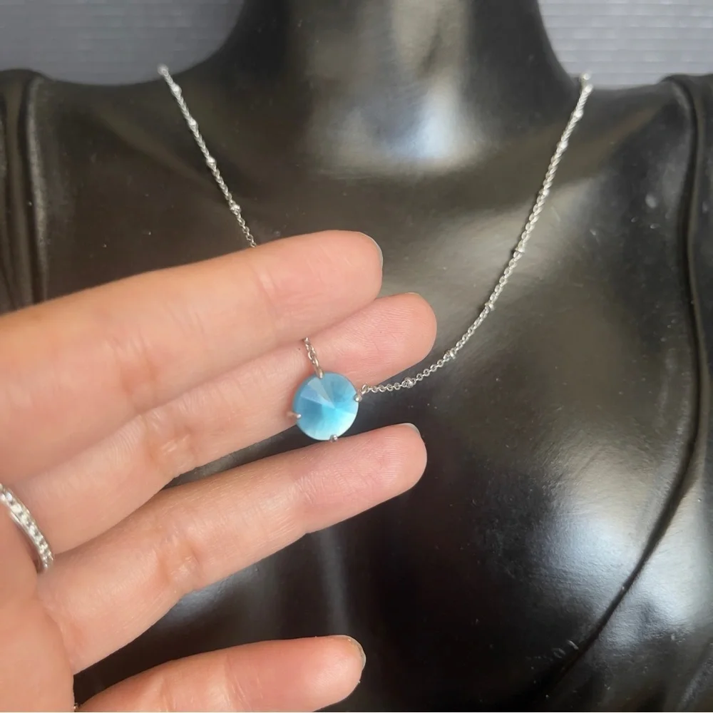 Kendra Scott Blue Gem Silver Tone Jolie Necklace 18 Inch